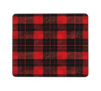 Tapis de souris de jeu vintage à carreaux Red Buffalo avec bords cousus base en caoutchouc antidérapant pour PC et ordinateur portable 22 x 18 cm
