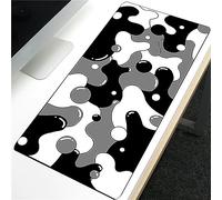 Grand Tapis de Souris de Jeu XL Noir Gris Blanc Mouse Pad 900x400x2mm Tapis de Souris étendu Tapis de Bureau Tapis de Souris à Bords Cousus Base en Caoutchouc antidérapante Clavier Pad