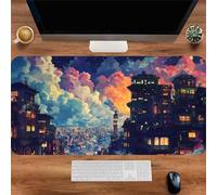 Tapis De Souris de Jeu XXL 1000x500x3mm, Mouse Pad avec Bords Cousus et Base en Caoutchouc Antidérapante, Grand Tapis de Souris Gaming pour Les Jeux et Le Bureau-Cité des Nuages