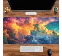 Tapis De Souris de Jeu XXL 1200x600x2mm, Mouse Pad avec Bords Cousus et Base en Caoutchouc Antidérapante, Grand Tapis de Souris Gaming pour Les Jeux et Le Bureau-Nuages Arc-en-Ciel
