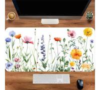 Tapis De Souris de Jeu XXL 600x400x3mm, Mouse Pad avec Bords Cousus et Base en Caoutchouc Antidérapante, Grand Tapis de Souris Gaming pour Les Jeux et Le Bureau-Fleur Aquarelle