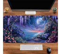Tapis De Souris de Jeu XXL 600x400x3mm, Mouse Pad avec Bords Cousus et Base en Caoutchouc Antidérapante, Grand Tapis de Souris Gaming pour Les Jeux et Le Bureau-Mer du Pays des Fées