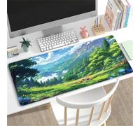 Tapis De Souris de Jeu XXL 600x400x3mm, Mouse Pad avec Bords Cousus et Base en Caoutchouc Antidérapante, Grand Tapis de Souris Gaming pour Les Jeux et Le Bureau-Nature Verte