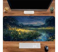Tapis De Souris de Jeu XXL 700x400x3mm, Mouse Pad avec Bords Cousus et Base en Caoutchouc Antidérapante, Grand Tapis de Souris Gaming pour Les Jeux et Le Bureau-Nuit des lucioles