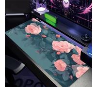 Tapis De Souris de Jeu XXL 800x300x2mm, Mouse Pad avec Bords Cousus et Base en Caoutchouc Antidérapante, Grand Tapis de Souris Gaming pour Les Jeux et Le Bureau-Roseraie