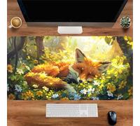 Tapis De Souris de Jeu XXL 800x300x3mm, Mouse Pad avec Bords Cousus et Base en Caoutchouc Antidérapante, Grand Tapis de Souris Gaming pour Les Jeux et Le Bureau-Animaux de pelouse