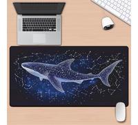 Tapis De Souris de Jeu XXL 800x400x3mm, Mouse Pad avec Bords Cousus et Base en Caoutchouc Antidérapante, Grand Tapis de Souris Gaming pour Les Jeux et Le Bureau-Constellation Baleine