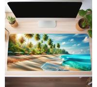 Tapis De Souris de Jeu XXL 800x400x3mm, Mouse Pad avec Bords Cousus et Base en Caoutchouc Antidérapante, Grand Tapis de Souris Gaming pour Les Jeux et Le Bureau-Arbre de Plage