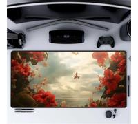 Tapis De Souris de Jeu XXL 900x300x2mm, Mouse Pad avec Bords Cousus et Base en Caoutchouc Antidérapante, Grand Tapis de Souris Gaming pour Les Jeux et Le Bureau-Fleur de mer