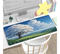 Tapis De Souris de Jeu XXL 900x300x3mm, Mouse Pad avec Bords Cousus et Base en Caoutchouc Antidérapante, Grand Tapis de Souris Gaming pour Les Jeux et Le Bureau-Pelouse d’Arbres