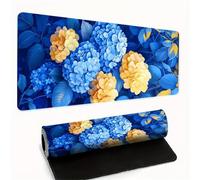 Tapis de Souris de Jeu XXL Hortensias Bleus 900x400x2mm | Tapis de Bureau Antidérapant et Lavable avec Coutures de Précision, Accessoire Bureau pour Gamer et Ordinateur Portable