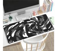 Tapis de Souris de Jeu XXL Noir Gris Blanc Mouse Pad 900x400x2mm Tapis de Souris étendu avec Bords Cousus Base en Caoutchouc antidérapante Clavier Pad pour Joueur Bureau Maison