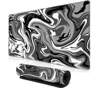 Tapis de souris de jeu XXL - Style fluide - 900 x 400 mm - Bords cousus - Étanche - Antidérapant - En caoutchouc - Pour PC, MacBook, ordinateur portable - Améliore la précision et la vitesse - Noir