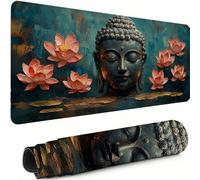 Tapis de Souris de Jeu Zen Tapis Souris XXL 500 x 250 mm, Lotus Sous Main Bureau Bords Cousus Imperméable Antidérapant, pour Travail, PC, Ordinateur Portable Améliore la Précision et la Vitesse C-4909