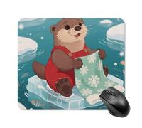 Tapis de souris de Noël petit sceau mignon carré tapis de souris en cuir antidérapant base en caoutchouc tapis de souris imperméable pour ordinateur portable souris sans fil clavier maison bureau 25 x