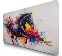 Tapis de Souris Dessin Animé 800x300x3mm sous Main Bureau avec Base Anti-Dérapage Cheval Tapis de Souris Gamer Imperméable, Mouse Pad avec Coutures sur Les Bords, Accessoire Bureau pour Gamer F0-521