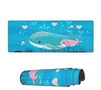 Tapis De Souris Dessin Animé Baleines Bleues Adorables avec Bord Cousu Moderne Tapis De Souris D'Ordinateur, pour Maison, Ordinateur Portable, Jeux, 80x30cm