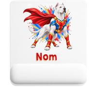 Tapis de Souris Dogue Argentin : Super-héros | Tapis Ergonomique 22 × 18 cm Repose-Poignet en Mousse | Bureau Télétravail Études | Cadeau Propriétaire Chien Homme Femme Anniversaire Noël