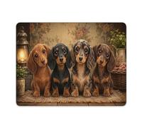 Tapis de Souris d'Ordinateur Adorables Chiots teckels dans Une Ambiance