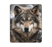 Tapis de souris d'ordinateur avec base en caoutchouc antidérapant Lmage du loup dans la neige Tapis de souris lavable pour ordinateur portable, bureau, maison 25 x 30 cm