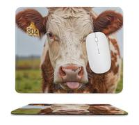 Tapis de souris d'ordinateur avec base en caoutchouc antidérapant Motif vache qui sort la langue - Lavable - Pour ordinateur portable, bureau, maison - 24,9 x 30 cm