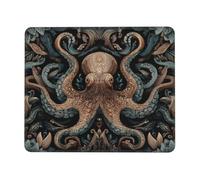 Tapis de souris d'ordinateur avec base en caoutchouc antidérapant, pieuvre géante, lavable, tapis de souris de jeu portable pour ordinateur portable, bureau, maison, 20,1 x 24,1 cm