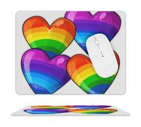 Tapis De Souris D'Ordinateur Cœurs De La Gay Pride Aux Couleurs De L'Rainbow Bords Cousus Tapis De Bureau Stable Gaming Mousepad pour Jeux Ordinateur Professionnels 25X30Cm
