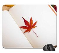 Tapis De Souris D'Ordinateur, Feuilles D'Érable Lecture De Livre Cher Journal Bibliothèque Gamer Mouse Pad Antidérapante Mousepad Bords Cousus Souris De Bureau pour Souris Pc 25X30Cm