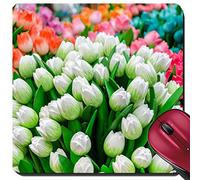 Tapis De Souris D'Ordinateur, Tulipes Colorées Traditionnelles en Bois dans Une Boutique De Souvenirs Aux Pays-Bas Tapis De Souris Stable Mousepad Base en Caoutchouc Tapis De Gaming 25X30Cm