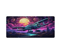 Tapis de souris d'ordinateur Une photo d'avion planeur dans le domaine spatial dans le style étendu 40x90cm Grand sous main de bureau avec base antidérapante et bord cousu pour les jeux de bureau
