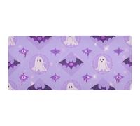Tapis de souris doux et long pour bureau Motif chauve-souris fantôme Halloween 80 x 30 cm