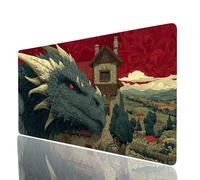 Tapis de Souris Dragon Imperméable Tapis Souris xxl 700x300x3mm, Gaming Mouse Pad Village Cousez les Bords Base en caoutchouc Antidérapante, Mouse Pad pour Ordinateur Portable Clavier Gamer Model-5901