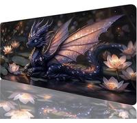 Tapis de Souris Dragon Tapis de Souris Gaming xxl 1000x500x3mm, Lotus Mouse Pad Imperméable et Antidérapant les Bords à Double Couture Assurent Durabilité, Tandis Tissu Microfibre Cadeaux Homme N1-660