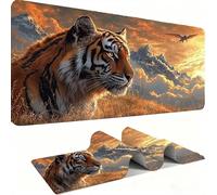 Tapis de Souris Dragon Tigre XXL 1000x500x3 mm Grand Tapis Souris Bords Cousus Imperméable Antidérapant Grand Accessoire Bureau étendu pour PC, Ordinateur Améliore Précision et Vitesse j0xk-581