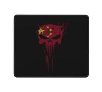 Tapis De Souris Drapeau Chinois avec Tête De Mort sous-Main pour Clavier Et Souris avec Base en Caoutchouc Tapis De Souris De Jeu Étanche Tapis De Souris Gaming pour Travail Souris 25X30Cm