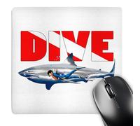 Tapis De Souris, Drapeau De Plongée sous-Marine avec Un Grand Requin Blanc Lavable Mousepad Bords Cousus Tapis De Souris De Jeu pour Bureau Ordinateur Joueurs 25X30cm