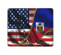 Tapis De Souris Drapeau D'Haïti À L'Intérieur du Drapeau Américain Accessoires De Jeu Résistant Aux Eclaboussures Mouse Pad Glissement Facile sous-Main pour Travail Bureau Gaming L