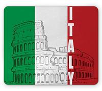 Tapis De Souris Drapeau Italien Rome Monument Colisée Patrimoine Paysage Urbain Civilisation Image Tapis De Souris Carré Base en Caoutchouc Antidérapante Tapis Souris, pour Maison, Jeux, 25x30cm