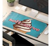 Tapis de souris drôle Une illustration de style vintage de crème glacée douce dans un cône gaufré Tapis de souris motivant Kawaii Accessoires de bureau