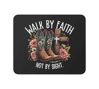 Tapis De Souris, Écriture Chrétienne Marcher par La Foi Inspiration Tapis Souris Base en Caoutchouc Mousepad Antidérapante Mouse Pad pour Pc Joueurs Professionnels 25X30Cm