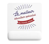Tapis de Souris éducateur spécialisé Meilleur Monde | Accessoire Bureau Ergonomique - Idéal pour Anniversaire, Collègue, Secret Santa Noël, Fête des Pères et Fête des Mères