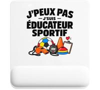 Tapis de Souris Éducateur Sportif J'peux Pas | Tapis Ergonomique 22 × 18 cm Repose-Poignet Mousse | Bureau Télétravail Études | Idée Cadeau Entraîneur Collègue Noël