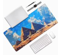 Tapis de Souris Égypte Tapis de Souris XXL 1000x500 mm, Imperméable Tapis de Souris Gamer XXL Tapis Souris Pyramide Mouse Pad, Base Atidérapante, Haute Précision et Vitesse pour Deco Bureau -MU547