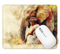 Tapis de Souris Éléphant, 42 x 35 cm Tapis de Souris Gamer Mousepad, ase en Caoutchouc Imperméable et Antidérapante, Carré Femme Mouse Pad avec Bords Surpiqués, pour Noël Décoration Cadeaux p1j-157