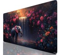Tapis de Souris Éléphant 800x300x3mm sous Main Bureau avec Base Anti-Dérapage, Mignon Tapis de Souris Gamer Imperméable, Accessoire Bureau Antidérapant Surface Mouse Pad pour PC Ordinateur Y8-583