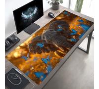 Tapis de Souris éLéPhant Grand Tapis Souris XXL, Jaune Mouse Pad Bureau Gamer, à Bords Cousus, Base en Caoutchouc Antidérapante, sous Main pour Clavier et Mouse Pad, Cadeau 800x400x3mm PjY5104 8-1