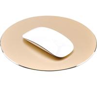 Tapis de souris en aluminium de qualité supérieure - Pour souris Apple, Microsoft, Logitech, Tecknet, Razer, Metal Mouse Pad-Round-Gold Colour, Mouse Pad