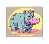 Tapis de souris en caoutchouc à bords verrouillés - Motif hippopotame de dessin animé - Tapis d'écriture multifonction pour espace de travail