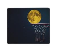 Tapis de souris en caoutchouc avec bord cousu Motif lune et basket-ball