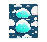 Tapis de souris en caoutchouc épais avec deux nuages timides multicolores 20,1 x 24,1 cm pour bureau, jeux, étude et bureau